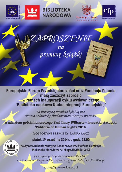 Prawa człowieka fundamentem Europy Wartości - zaproszenie na premierę monografii